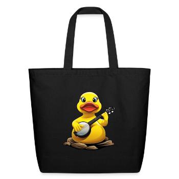 Rubber Duck Ducky Bluegrass Banjo Player - Eco-Friendly Cotton Tote - black - Front