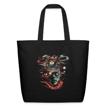 Esthétique Weirdcore Weird Face Dreamcore Grunge - Sac fourre-tout en coton naturel - noir - Devant