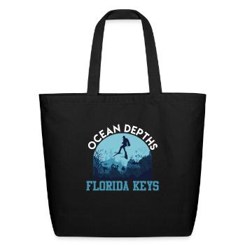 Key-West OCEAN DEPTHS FLORIDA KEYS Diver - Eco-Friendly Cotton Tote - black - Front