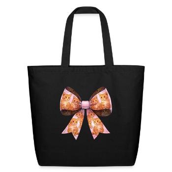 Coquette Bow Orange Cat Tabby Cat Pattern Cute - Eco-Friendly Cotton Tote - black - Front