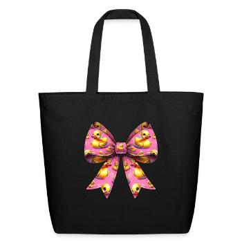 Coquette Bow Rubber Duck Ducky Pattern Mom - Eco-Friendly Cotton Tote - black - Front