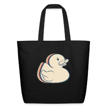 Rubber Duck Ducky Retro Line Art - Eco-Friendly Cotton Tote - black - Front