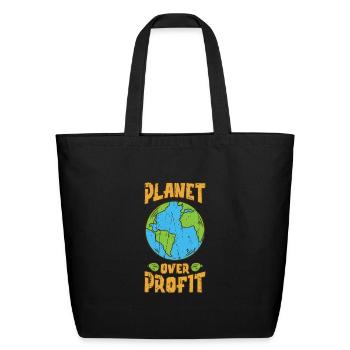 Planet over profit - ecology - Eco-Friendly Cotton Tote - black - Front