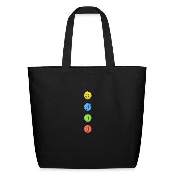 Four Groovy Buttons Blue Cat Halloween - Funky - Eco-Friendly Cotton Tote - black - Front