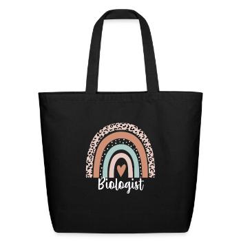 Biologist Rainbow Leopard Funny Biologist - Eco-Friendly Cotton Tote - black - Front