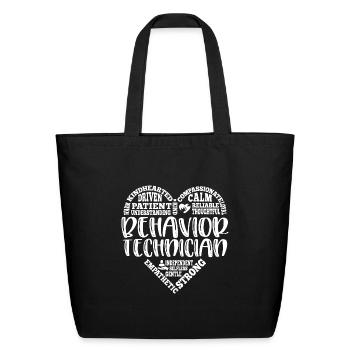 Behavior technician, rbt, tech - Eco-Friendly Cotton Tote - black - Front