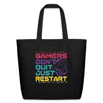 Gamers Just Restart - Eco-Friendly Cotton Tote - black - Front