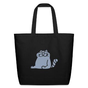 blue cat funny blind eyes closed - Eco-Friendly Cotton Tote - black - Front