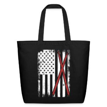 Drum Kit USA Flag - Eco-Friendly Cotton Tote - black - Front