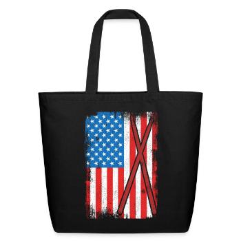 4th of July USA Drum Kit - Eco-Friendly Cotton Tote - black - Front
