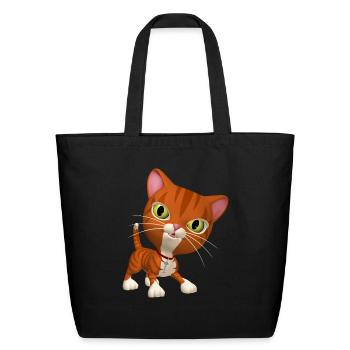 Orange Striped Tabby Cat - Eco-Friendly Cotton Tote - black - Front