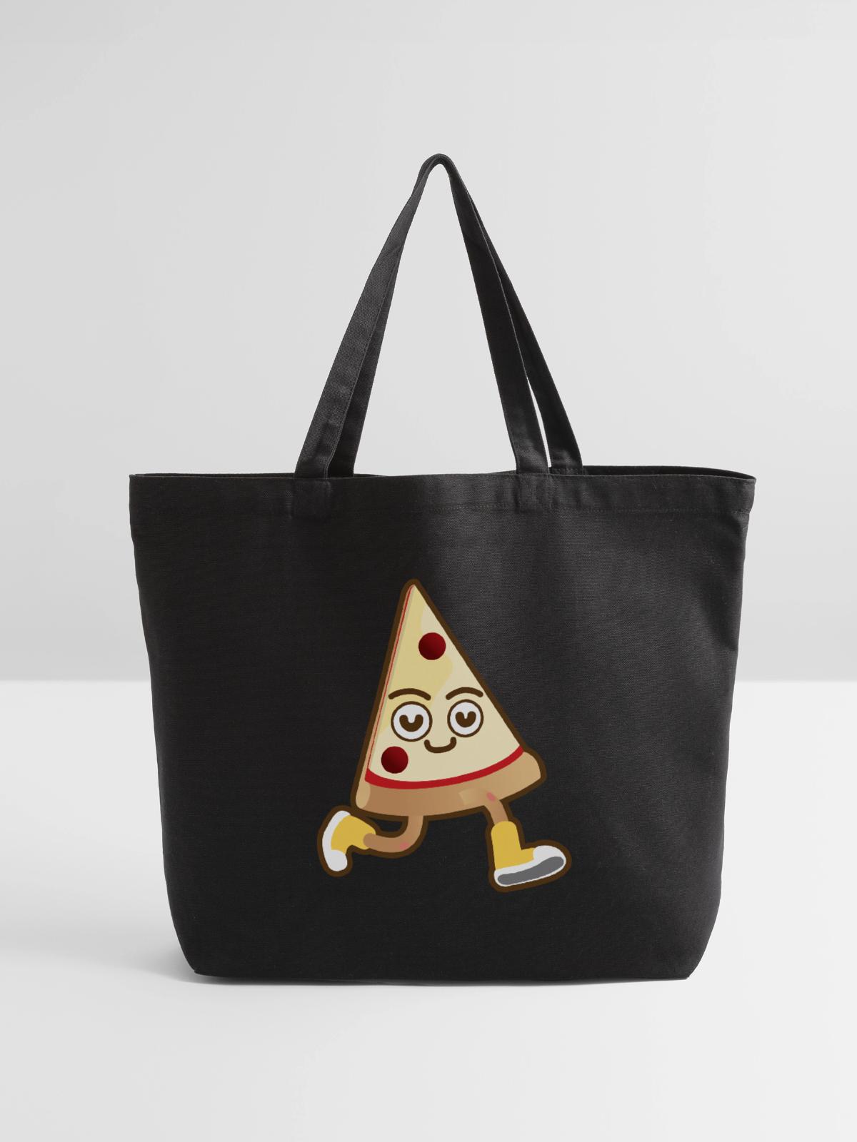 Pizza Slice - Eco-Friendly Cotton Tote - black - Front