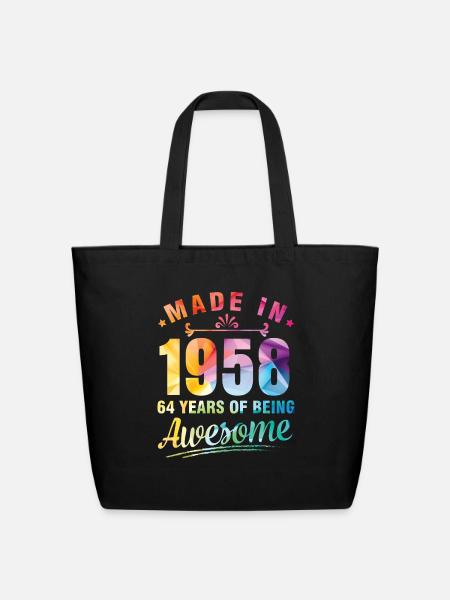 Made In 1958 Happy Birthday Me You 64 Years Of - Eco-Friendly Cotton Tote - black
