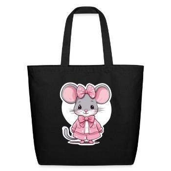 Cute mouse - Eco-Friendly Cotton Tote - black - Front