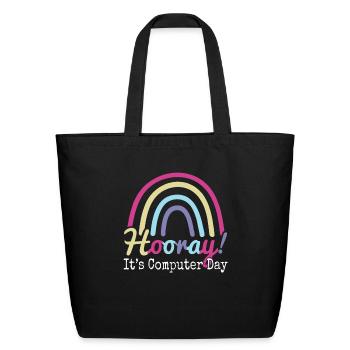 Hooray It's Computer Day - Eco-Friendly Cotton Tote - black - Front