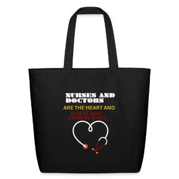 Stethoscope heart design with quotes - Eco-Friendly Cotton Tote - black - Front