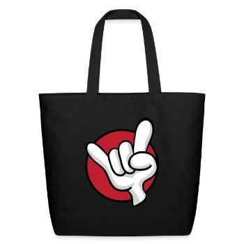 Rock On Heavy Metal Hard Rock Hand Sign Cartoon - Eco-Friendly Cotton Tote - black - Front