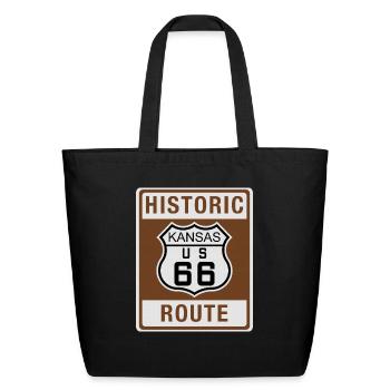 Route 66 Marker Kansas - Eco-Friendly Cotton Tote - black - Front