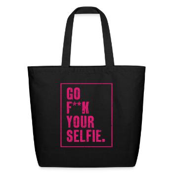 Selfie funny - Eco-Friendly Cotton Tote - black - Front