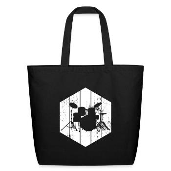 Drum Set Drawing - Eco-Friendly Cotton Tote - black - Front