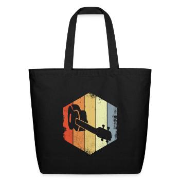 Vintage Ukulele Drawing - Eco-Friendly Cotton Tote - black - Front
