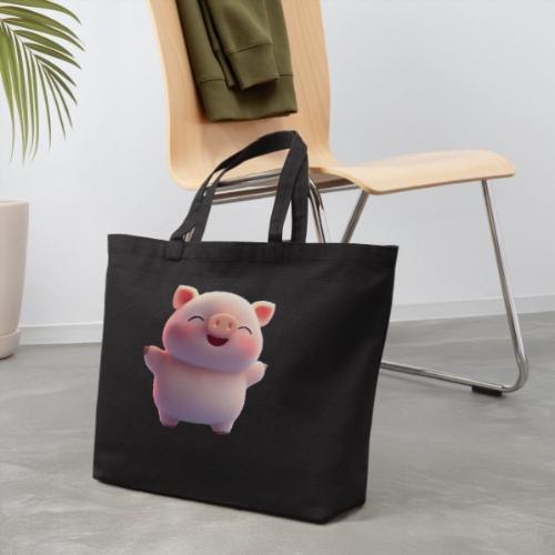 Cute Cartoon Baby Pig Standing Arms Up - Eco-Friendly Cotton Tote