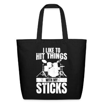 Funny Drummer Joke - Eco-Friendly Cotton Tote - black - Front