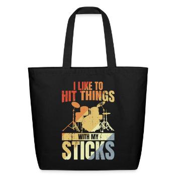 Drum Set Joke - Eco-Friendly Cotton Tote - black - Front
