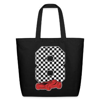 Checkered 8 Racing Edition  - Eco-Friendly Cotton Tote - black - Front