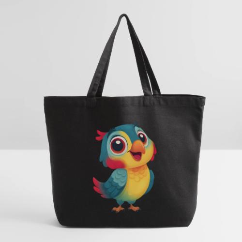 Bright Cartoon Parrot with Joyful Expression - Eco-Friendly Cotton Tote