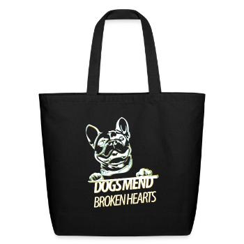 Dogs mend broken hearts - Eco-Friendly Cotton Tote - black - Front