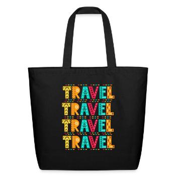 Travel travel - Eco-Friendly Cotton Tote - black - Front