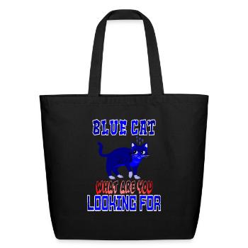 BLUE CAT WHATARE YOU LOOKING FOR - Eco-Friendly Cotton Tote - black - Front