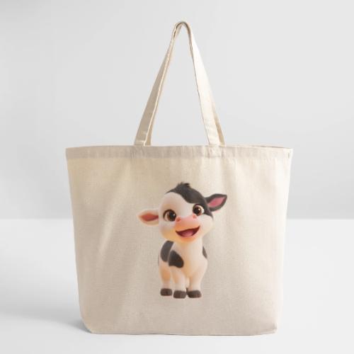 Joyful Cartoon Baby Cow Standing - Eco-Friendly Cotton Tote