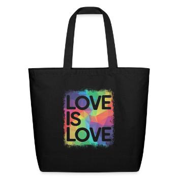Love is Love Geometric LGBT Gay Pride - Eco-Friendly Cotton Tote - black - Front