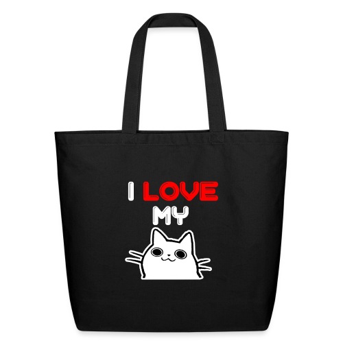 I Love My Cat shirt with a cute white kitty - Eco-Friendly Cotton Tote