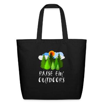 Outdoors Raise Em Outdoors Pine Trees - Eco-Friendly Cotton Tote - black - Front