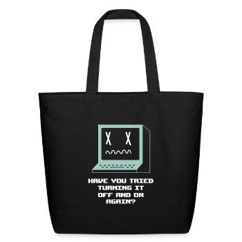 Computer Restart Geek Pun Apparel - Eco-Friendly Cotton Tote - black - Front