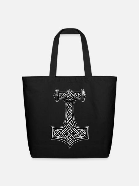Viking Mjölnir Knot Symbol - Eco-Friendly Cotton Tote - black