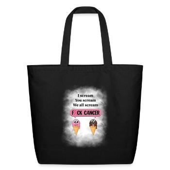 Fuck Cancer Screaming Ice Cream Cones - Eco-Friendly Cotton Tote - black - Front