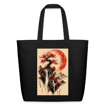 Celestial Sakura Falls - Eco-Friendly Cotton Tote - black - Front