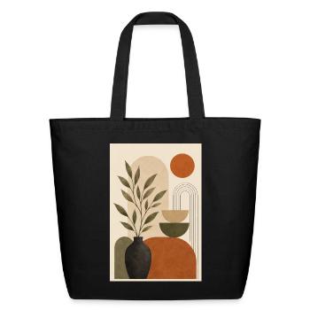 Geometry and Olive Botanical Still Life - Eco-Friendly Cotton Tote - black - Front