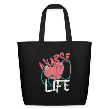 Nursing Stethoscope Hospital Nurse - Eco-Friendly Cotton Tote - black - Front