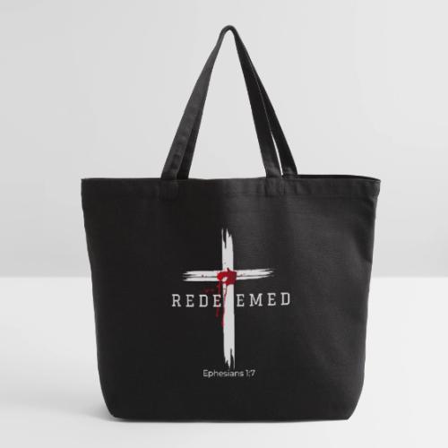 Redeemed by the blood of Jesus - Ephesians 1:7 - Eco-Friendly Cotton Tote