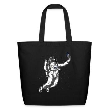 Space Astronaut Selfie - Eco-Friendly Cotton Tote - black - Front