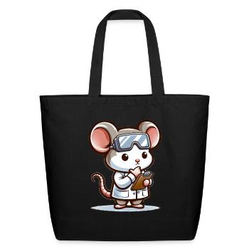 Cute Mouse Scientist - Eco-Friendly Cotton Tote - black - Front