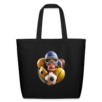 Game Day All Day College Sports T Shirt - Eco-Friendly Cotton Tote - black - Front