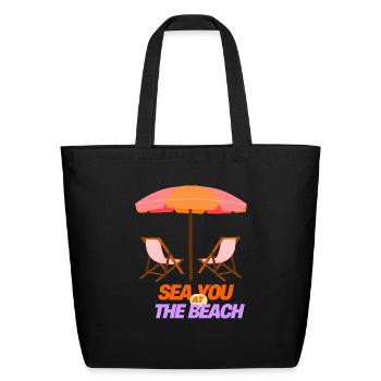 Sea You at the Beach - Eco-Friendly Cotton Tote - black - Front
