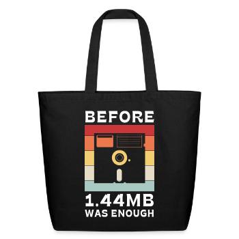 Floppy Disk Computer Drive - Eco-Friendly Cotton Tote - black - Front