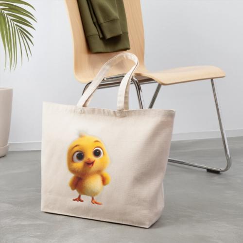 Cute Cartoon Yellow Chick with Big Sparkling Eyes - Eco-Friendly Cotton Tote
